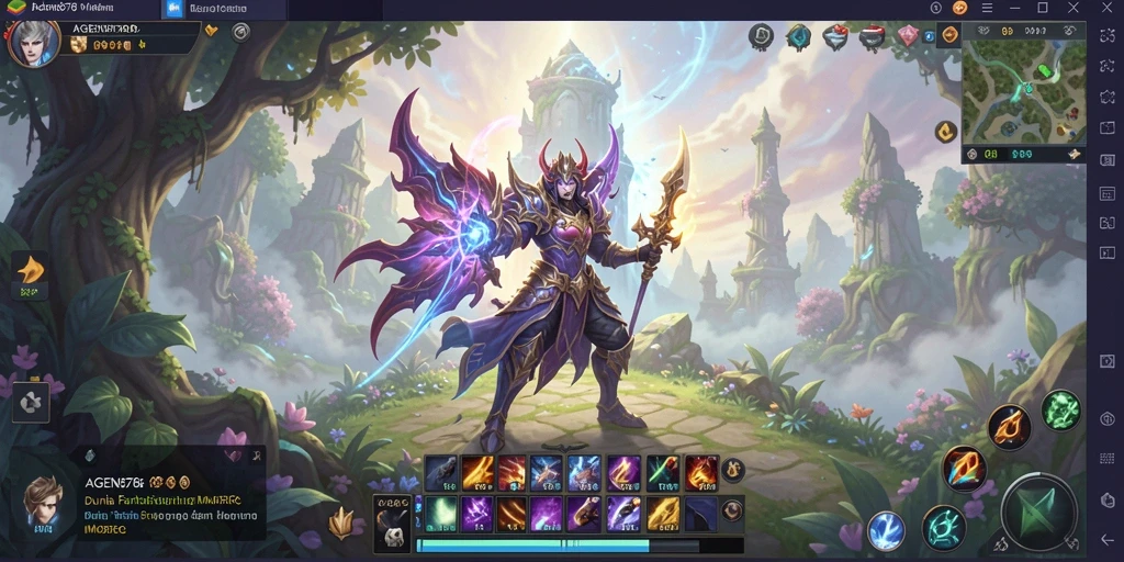 Screenshot AGEN878 menampilkan karakter dalam pertempuran epik di dunia fantasi.
