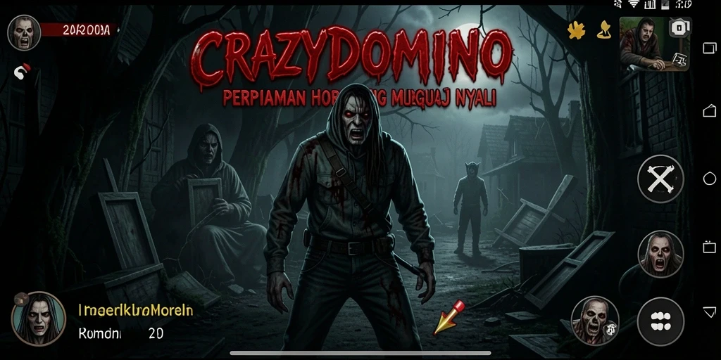 Tampilan menyeramkan dari gameplay CRAZYDOMINO yang menegangkan.