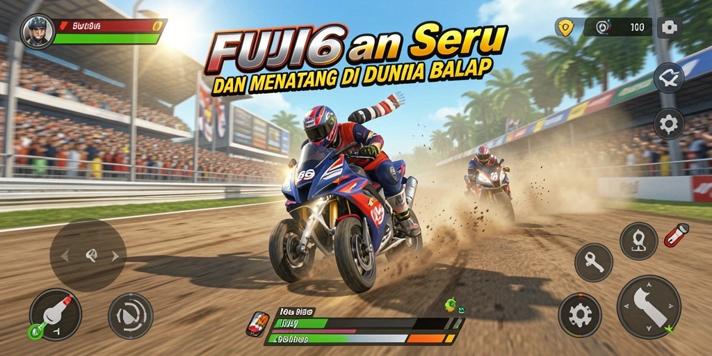 Menampilkan gameplay balapan seru dengan mobil cepat dan trek menantang.