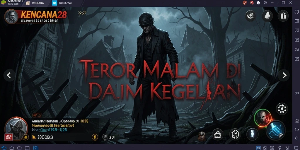 Tampilan gameplay KENCANA28 yang menegangkan dan menyeramkan.