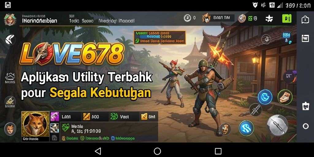 Tampilan utama LOVE678 dengan berbagai fitur utility yang menarik.