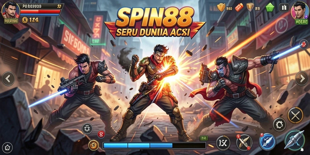Screenshot gameplay SPIN88 menampilkan pertarungan yang intens dan mendebarkan.