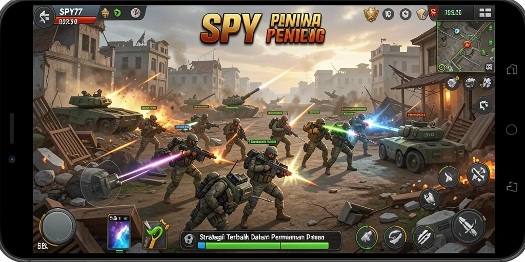 Tampilan gameplay SPY77 yang mendebarkan dan strategis.