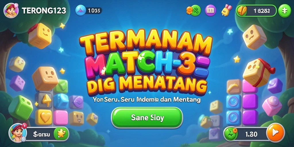 Tangkapan layar menunjukkan gameplay seru dari game Match-3 TERONG123.
