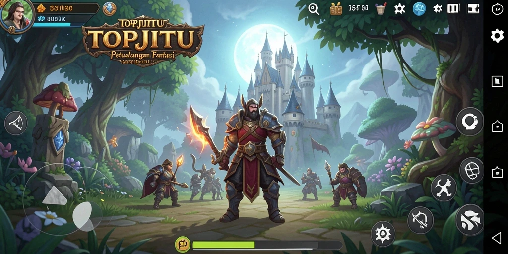 Screenshot gameplay TOPJITU yang menunjukkan aksi pertarungan RPG yang mendebarkan.